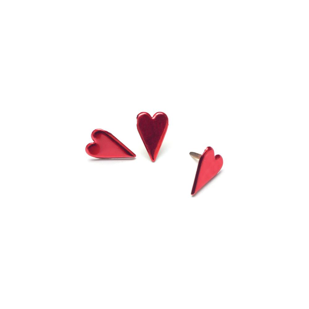 Brads en forma de corazon largos rojo x 50 