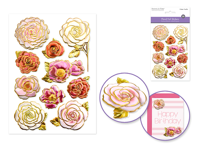 Stickers 3D Floral Foil Elegance - Rose Medley - Forever in Time