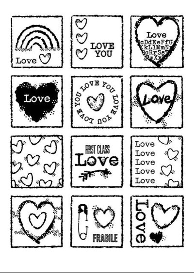 Sellos Singles Love Squares 4&quot;x 6&quot; - Woodware Craft Collection