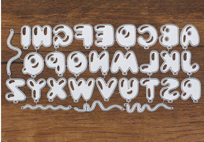 Troquel abecedario mayusculas letras en forma de globos (1.9cm alto x 1.75 a 2.4cm ancho)