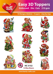 [p1133] Troquelados Bears Easy 3D Toppers- Hearty Crafts