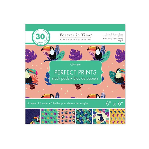 Bloc 6x6 Perfect Prints Stack x 30pags - Tucan - Forever in Time