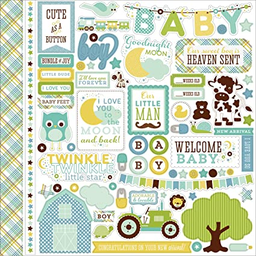 [p853] Sticker 12 x 12 Bundle Of Joy Baby Boy - Echo Park