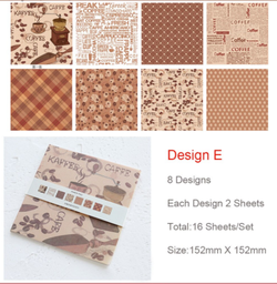 [PA001-E] Block 6&quot;x6&quot; Diseño E  Coffee x 16 hojas