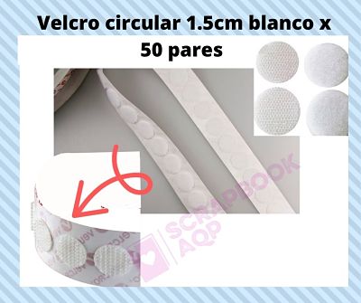 Velcro circular 1.5cm blanco x 50 pares 