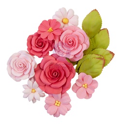 [P658540] Flores de papel Mulberry Tonos rosados/Floral pintado - Prima Marketing