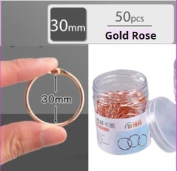 [ALIBRRG30MM] Set de aros metálicos 30mm (3cm) color gold rose x 50 pzas